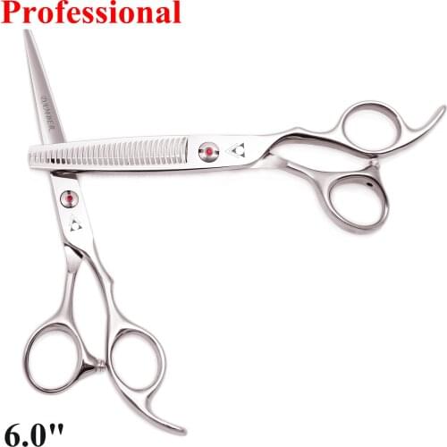 6.0 Hair Scissors 440C Japanese Steel Barber Scissor Professional Hairdressing Scissors Thinning Shear Haircut Hairdresser 2003