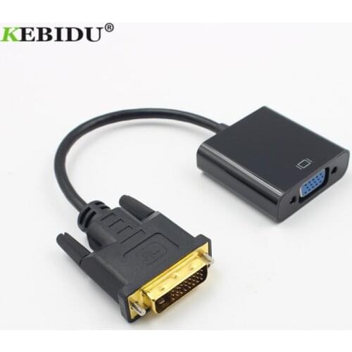 KEBIDU VI-D DVI To VGA Adapter Video Cable Converter 24+1 25Pin DVI-D To VGA 15Pin Active 1080P For TV PS3 PS4 PC Projector