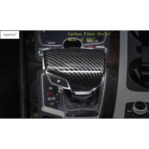 Lapetus Accessories Fit For Audi Q7 2016 2017 2018 2019 Carbon Fiber Style Print Gear Shift Head Knob Molding Cover Kit Trim ABS