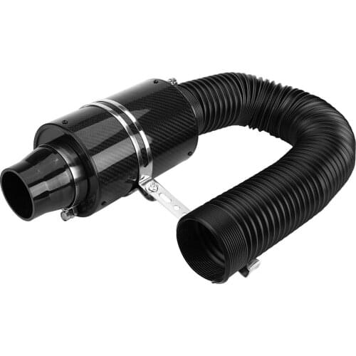 76mm Car Universal Carbon Fiber High Flow Cold Air Filter System Intake Induction Pipe Hose Kit Air Intake Kit
