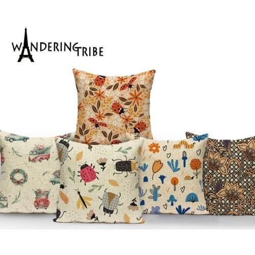 Decorative Cushion Home Pillows for Decor Pillow Case Cushion Cover Living Room Decoration Plant Animal Cartoon Linen 45x45cm