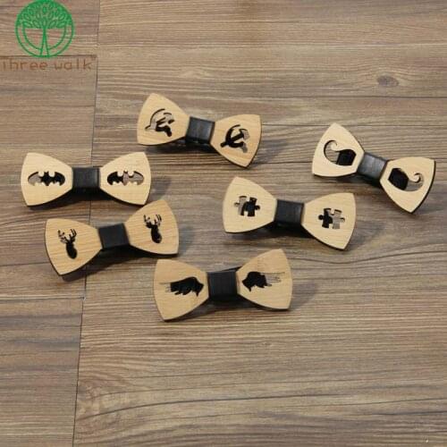 Wood Fashion Moustache Bow Tie Men Accessories Moustache Glassess tobacco pipe Bowtie Best Gifts For father wedding anniversary