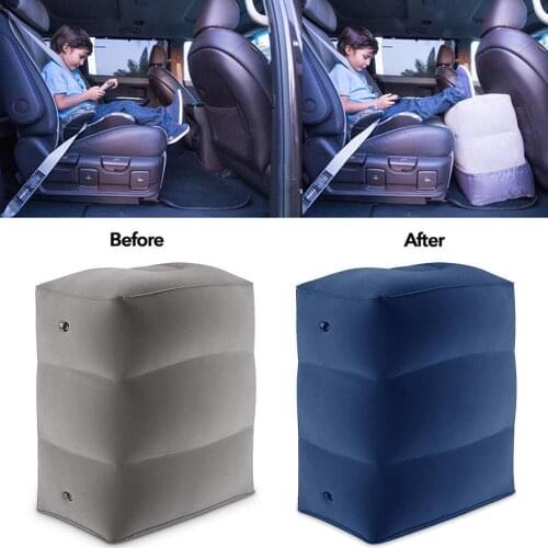 2 Gas Nozzle 3 Layers Inflatable Travel Foot Rest Pillow 385g Airplane Train Car Footrest Cushion With Storage Bag & Dust