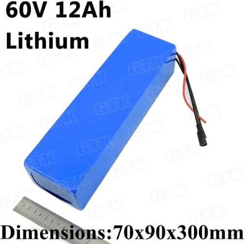 GTK 60V 12Ah lithium ion battery li-ion 60v 10ah 900w 15A BMS For 60v unicycle battery electric skateboard 800w 500w +2A charger