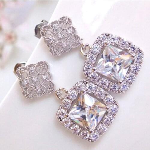 Huitan Temperament Style Womens Dangle Earrings with Crystal CZ Stone Gorgeous Gift for Lady Wedding Engagement Fashion Jewelry