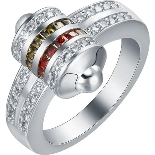 Bullet RING jewelry paved with red green white zircon new trendy fashion UFOORO JEWELLERY STORE men wedding band