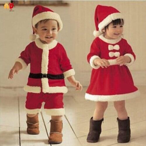 AD Christmas Boys Girls Dress Sets Dress Babies Clothes for Xmas Childrens Festival Clothing
