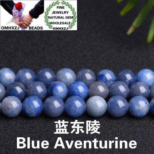 OMHXZJ Wholesale ZB73 46810 12mm DIY Bracelet Necklace Jewelry Making Accessories Natural Stone Fine Blue Aventurine Round Beads