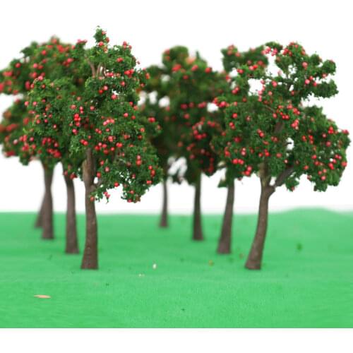Simulation Fruit Model Tree Green Plant Toy Three Colors Fruit 10pcs Sand Table Making Miniature Landscape Architecture Train