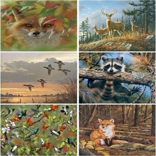 SDOYUNO DIY digital Painting By Numbers Kits Lovely Fox On Canvas Paint By Numbers animals pre printed Unique Gift For Children