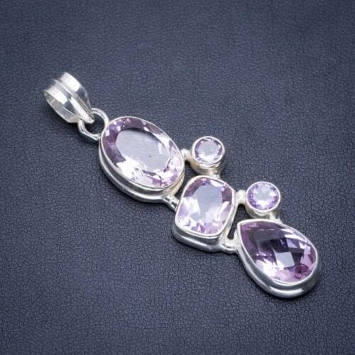 Natural Amethyst Handmade Unique 925 Sterling Silver Pendant 2.25" A1575