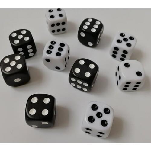 New 10Pcs Portable dice set 16mm Black White Round Corner Dice 6 sides Dices Playing Table Games Party Family Drinking Dices