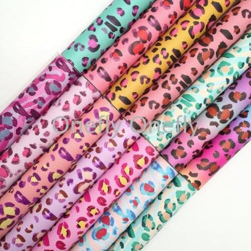 Onefly Candy Look Leopard Printed Synthetic Leather on Litchi Grain with Felt Backing For Bow DIY handbags shoes FZ035