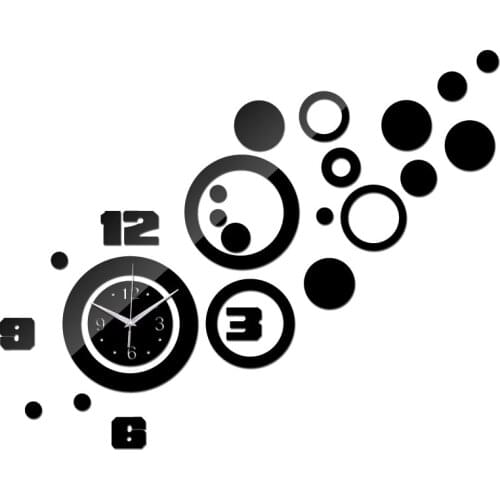 New sale 3d craft quartz living room plastic mirror wall clock mirrored acrylic watch clocks home decoration