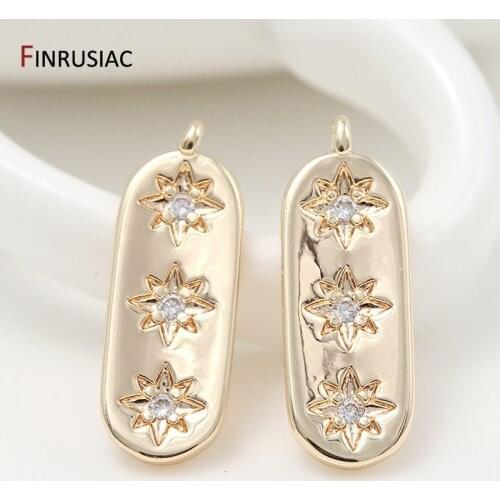 14k real gold plated brass zircon stars tag shape charm pendants for diy earring necklace bracelet jewelry making accessories