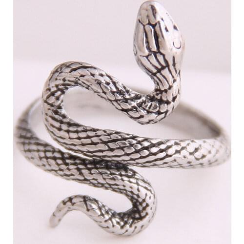 Retro Punk Exaggerated Spirit Snake Ring Gothic Personality Opening Adjustable Ring Jewelry For Men Women