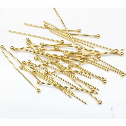 200Pcs/lot 4 size mixed 316l stainless steel Ball End Head Pins Ball pins Jewelry Craft Findings Gold Plated 20mm/25mm/30mm/40mm