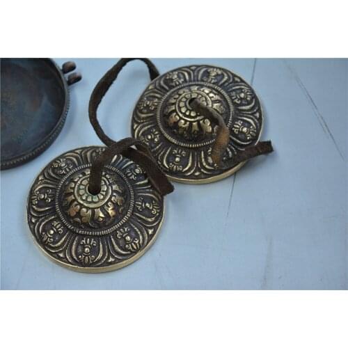 Antique old Chinese Tibet Buddhism drives the Devil Instrument copper gum-gum,Carving pattern,Small model, Free Shipping