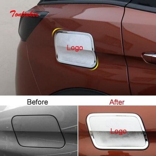 Tonlinker Exterior Rear Tank Cover case sticker for Peugeot 3008/GT 5008 2017-19 Car Styling 1 PCS ABS Chrome Cover sticker