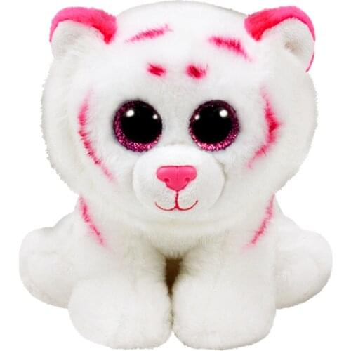 Ty Beanie Stuffed Plush Animal Tundra the Tiger Collectible Big Eyes White pink tiger Doll Boy girl Gift Toys 15cm