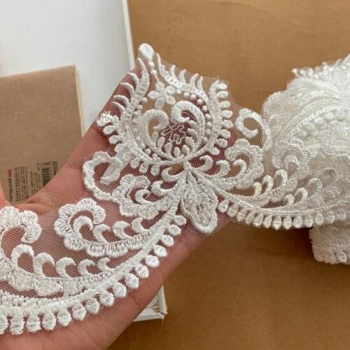 Embrodery Trims Appliques Wedding Dress Veil Trimmings 12.5cm Wide Scallop Trimming Lace Border Lace