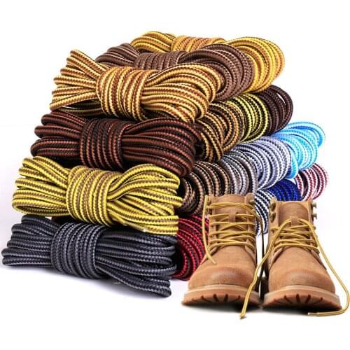 1 Pair Round Shoelaces Martin Boots Shoe Laces Striped Double Color Apply to High Gang Casual Shoes Cotton Shoelace 18 Colors