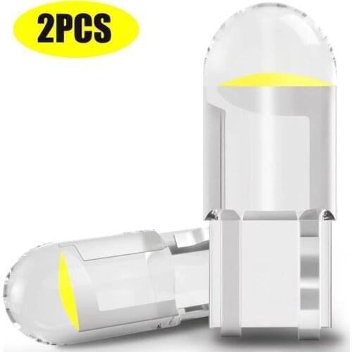 2PCS T10 Glass LED Auto Car Bulbs W5W 168 192 COB Turn Signal License Plate Light Parking Card Lamp 12V DC No Errors