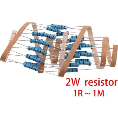 20pcs 2W Metal film resistor 1% 1R ~ 1M 2.2R 4.7R 10R 22R 47R 100R 220R 470R 1K 10K 100K 2.2 4.7 10 22 47 100 220 470 ohm