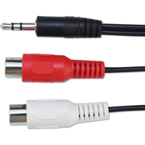 3.5 mm Jack Stereo1 Male to 2 RCA Female Audio Cable Adapter for Computer Speaker Earphone Headphone Connector