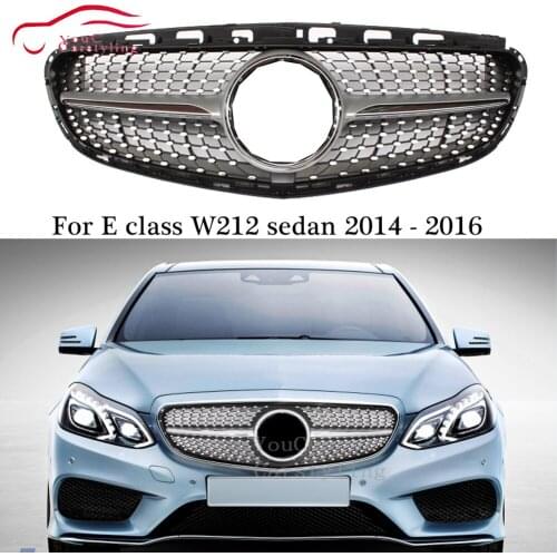 W212 Diamond grille Front Bumper Grill Mesh for Mercedes E class W212 with AMG package 2014 - 2016 E200 E250 E300 E350 E400