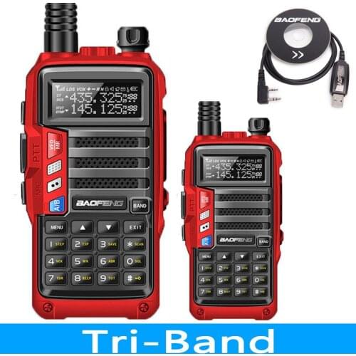 2PCS Baofeng UV-S9 8W Tri-Band 136-174/220-260/400-520MHz Amateur Ham Portable CB Radio Comunicador Transmitter Walkie Talkie