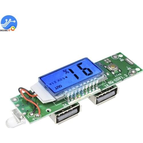 BMS 18650 Lithium Battery Charger Board 5V 2.1A 1A 2A Power Bank Charger Balancer Module with LCD Display Double USB for Phone