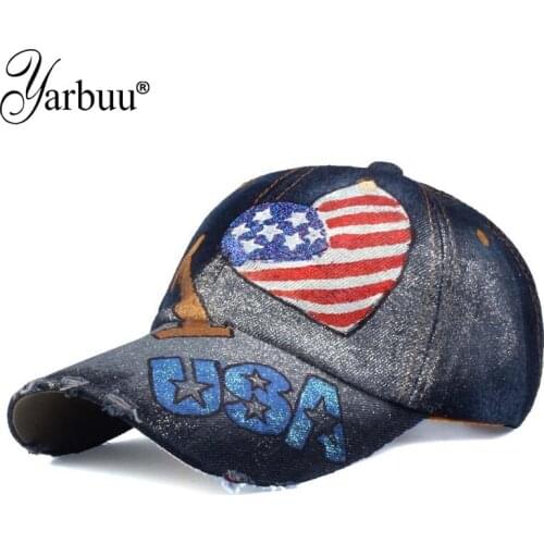 [YARBUU] Brand baseball caps 2017 new fashion high quality I love USA flag painting baseball cap Adjustable Casual Snapback HAT