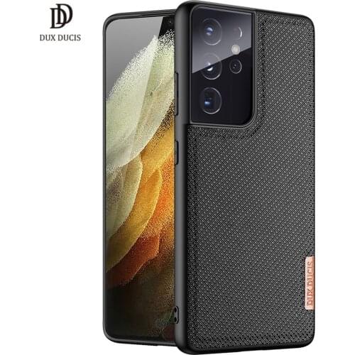 For Samsung Galaxy S21 Ultra 5G DUX DUCIS Fino Series Woven Fabric Protecting Back Case Anti-Shock Non-Slip Original Slim Design