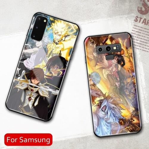 Tempered Glass Case Anime Charactors Together Cover for Samsung A50 A60 A70 A21 A31 A51 A71 A81 A91 4G 5G A50S A70S M40 M80S