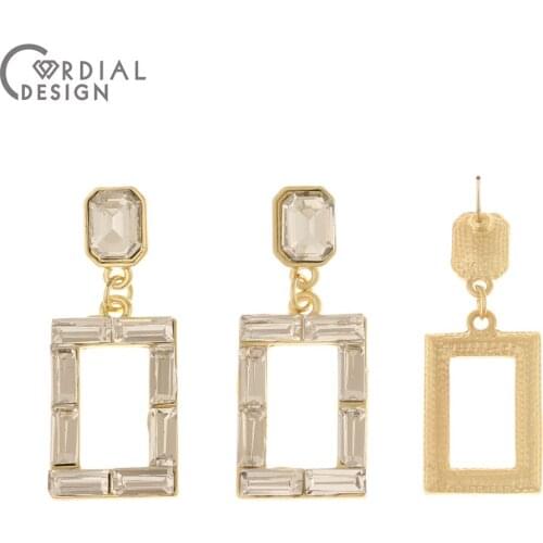 Cordial Design 30Pcs 15*37MM Jewelry Accessories/Rhinestone Earrings Stud/Rectangle Shape/Jewelry Findings & Component/Hand Made