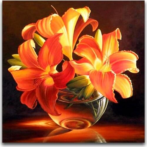 Colored Flowers Printed Canvas 11CT Cross-Stitch Patterns DIY Embroidery DMC Threads work Sewing Knitting Craft Promotions