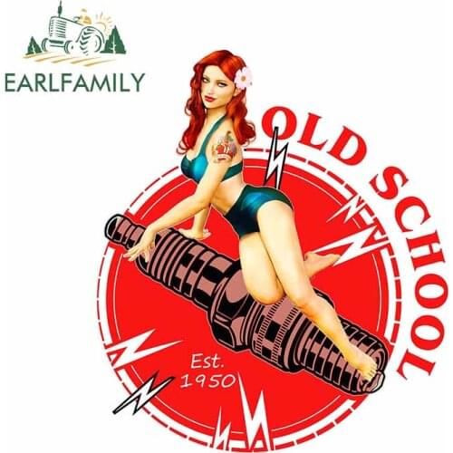 EARLFAMILY 13cm x 11.3cm for Old School Car Stickers Windows Windshield Laotop Decal Cartoon Motorcycle SUV Car Assessoires