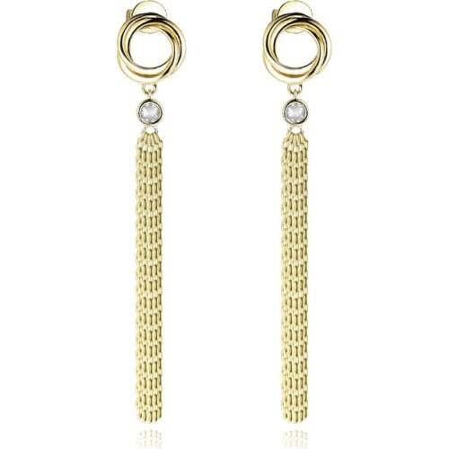 EDI 14K Yellow Gold Diamond Drop Earrings 0.12ctw G/SI Natural Diamond Tassel Earrings Ear Thread Fine Jewelry For Women