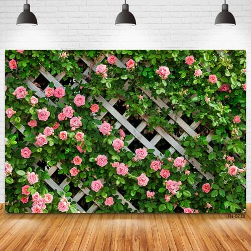 Baby Shower Birthday Wedding Photocall Backdrops Pink Rose Flower Floral Decoration Photography Background For Photo Studio Prop