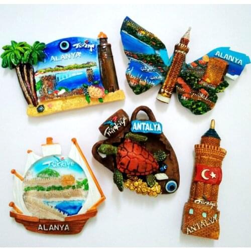 Hot Sale Turkey Alanya Creative Butterfly 3D Resin Fridge Magnets Travel Souvenirs Refrigerator Magnetic Stickers Gift