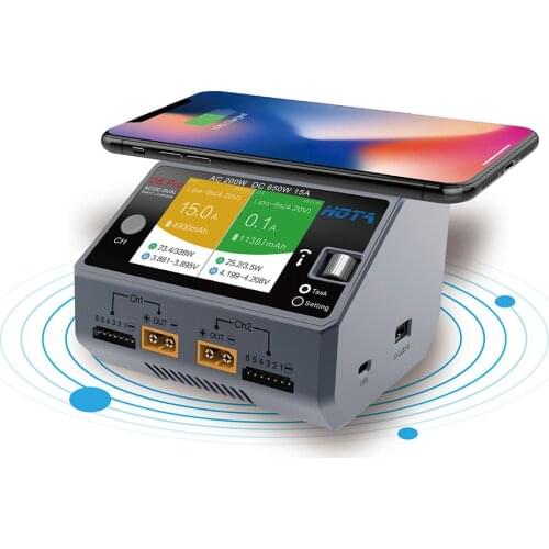HOTA D6 Pro AC 200W DC 650W 15A D6 DC 2X325W 2X15 ACharger with Wireless Charging for NiZn Nicd NiMH Battery