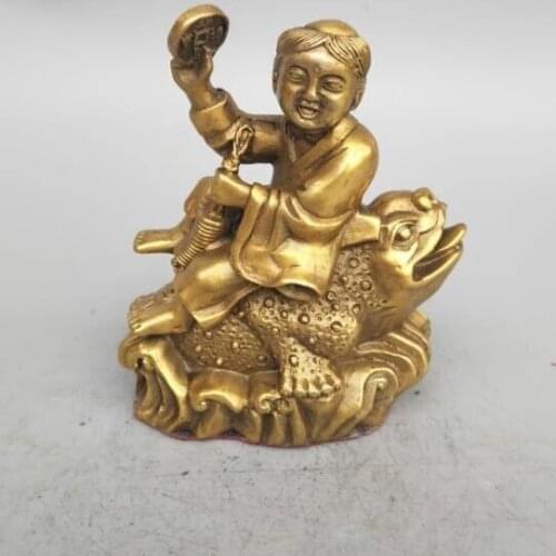 China seiko carving pure liu hai sit golden toad small statue
