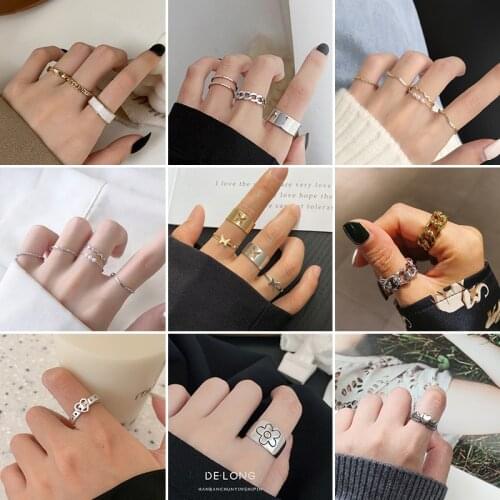 New Trend Butterfly Rings for Women Couple Hiphop Punk Knuckle Ring Set Friendship Open Rings Buckle Joint Tail Ring Jewelry