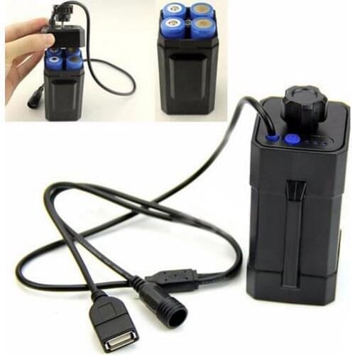 8.4V Battery Pack Case Kit Box 4x18650 Battery for DIY Cycling Bike LED Light Waterproof Battery Storage Case Cover DC/USB Ports