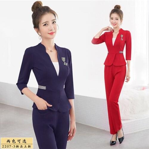 Cosmetologist Massage Technician Work Suit Womens Half Sleeve Sauna Spa Club ClothingStore Manager Pants Work