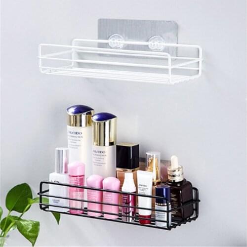 Bathroom Shelf Shower Wall Mount Shampoo Storage Holder With Suction Cup No Drilling Kitchen Storage Bathroom Accessories