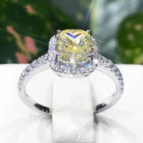 Real Solid 925 Sterling Silver Rings for Women Jewelry Luxury Princess-cut Square natural topaz Wedding Engagement Ring finger