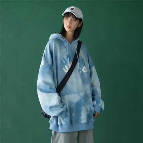 2021 Spring and Autumn New Tie-dye Sweater for Female Students Korean Style Loose College Style Jacket Jacket Trend