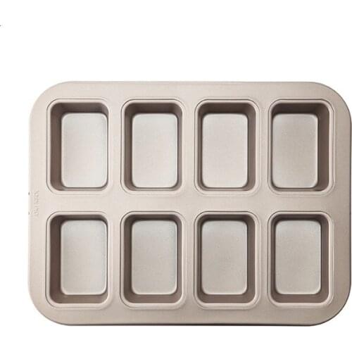 New Arrival Easy To Clean 8 Cup Square Bread Moulds Non Stick Bread Pans Glod Financier Pans Kitchen Tools